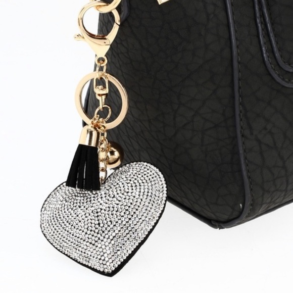 DiamondGlitterCrystalHeartKeychainPurseCharm - Picture 2 of 4